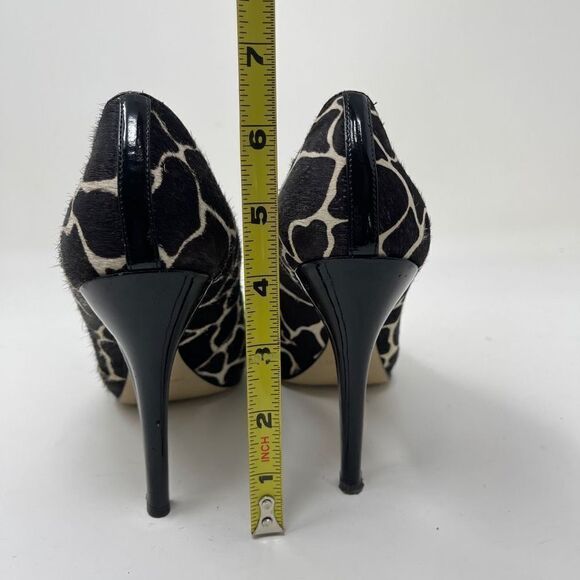Nine West Women's Stiletto Calf Hair Giraffe Peep Toe Heels Black White Size 7.5 - Picture 6 of 10